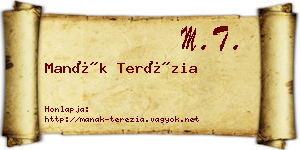 Manák Terézia névjegykártya