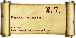 Manák Terézia névjegykártya